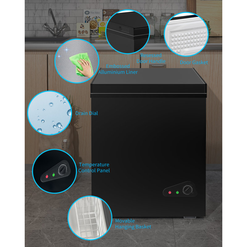 TABU 3.5 Cubic Feet Chest Freezer with Adjustable Temperature Controls